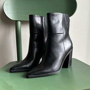 Steve Madden Black Leather Pointed Ankle Boots